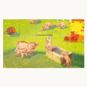 Bino Háziállatok Fa kocka kirakó, 15 db