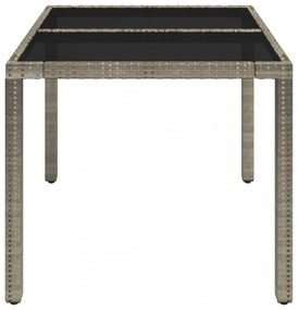 szürke polyrattan üveglapos kerti asztal 90 x 90 x 75 cm