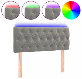 világosszürke bársony LED-es fejtámla 100 x 7 x 78/88 cm