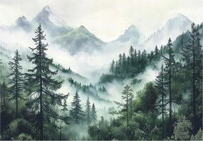 Fotótapéta Erdő A Ködben Fák Hegyek Hálószoba Nappali Tapéta Flizelina 350x250