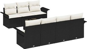 vidaXL Kerti Kanapé Szett párnával 8 pcs Fekete polirattan