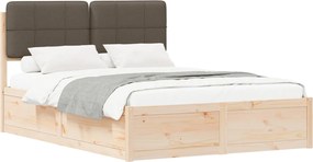 vidaXL Ágykeret Kárpitozott Fejtámlával Tópszínű 160 x 200 cm