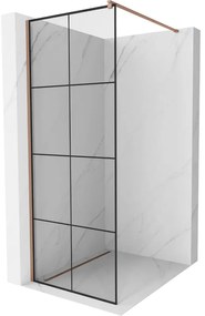 Mexen Kioto zuhanyparaván 90x200 cm 8 mm, profilrózsa arany, üvegfekete minta 1, 800-090-101-60-77