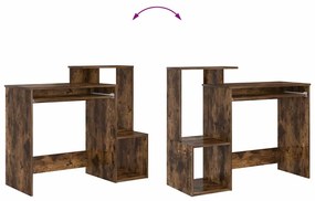 Asztal polcokkal Füstölt tölgy 106 x 40 x 88,5 cm Faanyag