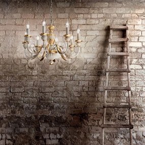 Ideal Lux - Csillár láncon FIRENZE 8xE14/40W/230V átm. 64 cm fehér/arany