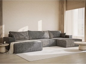 Szürke zsenília kinyitható-tárolóhelyes sarokkanapé (U alakú) Kyoto – Maison de Rêve