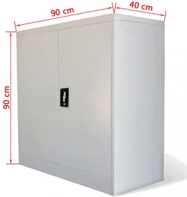 szürke kétajtós acél irodai szekrény 90 cm