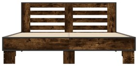 füstös tölgy színű szerelt fa és fém ágykeret 150 x 200 cm