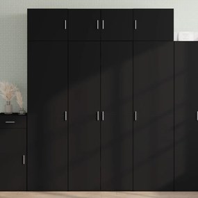fekete szerelt fa magasszekrény 80 x 42,5 x 185 cm