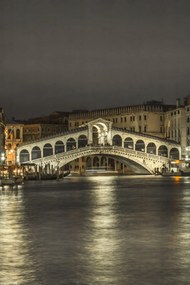 Poszter 20x30cm Nagy csatorna és Rialto híd éjszaka, Assaf Frank