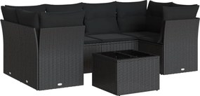 vidaXL 7 részes fekete polyrattan kerti ülőgarnitúra párnával