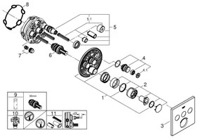 GROHE 29149000 - SMARTCONTROL falba épített csaptelep takarólemez 158 × 158 mm króm