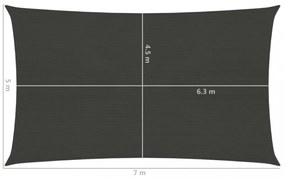 antracitszürke HDPE napvitorla 160 g/m² 5 x 7 m