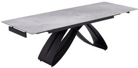 Szürke Márványhatású Bővíthető Kerámia Asztal Fekete Lábbal. LUIGI 160-240 cm