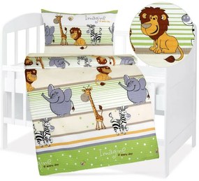 Bellatex Baby krepp ágynemű Agata Szafari zöld, 90 x 135 cm, 45 x 60 cm