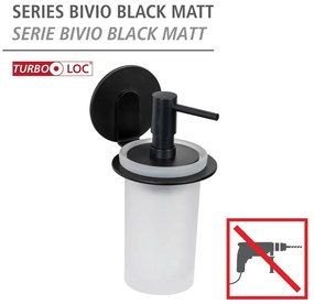 Matt fekete öntapadós üveg szappanadagoló 150 ml Bivio – Wenko