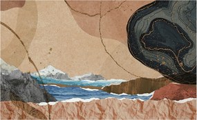 Divatos 3D fali tapéta Absztrakt tájkép 416x254 ragasztóval