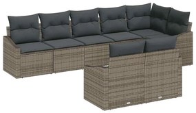 vidaXL Kanapé Szett párnával 8 pcs Szürke polirattan