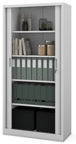 Fém szekrény harmonika ajtókkal DAMIAN, 900 x 1850 x 450 mm, szürke