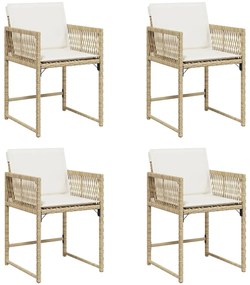 vidaXL 4 db bézs polyrattan kerti szék párnával