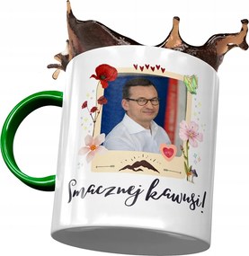 Bögre Zöld Mateusz Morawiecki Premier Ajándék Nyomtatott Fotóval