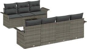 vidaXL Kerti Kanapé Szett párnával 8 pcs Szürke polirattan