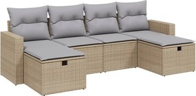 vidaXL 6 részes vegyes bézs polyrattan kerti ülőgarnitúra párnákkal
