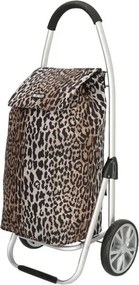 Leopárdmintás prémium bevásárlókocsi kerekeken „Aluman”