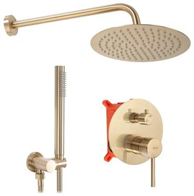 REA-P4160 - LUNGO zuhanyszett falba süllyesztett csapteleppel, szálcsiszolt arany