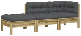 vidaXL háromszemélyes kerti kanapé párnával és lábzsámollyal