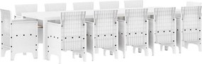 vidaXL Kert étkező szett párnával 13 pcs Fehér és világosszürke