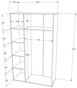 USI gardrób 3 ajtós SONOMA
