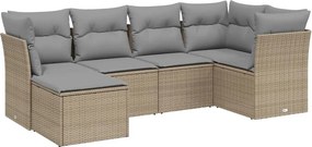 vidaXL 6 részes vegyes bézs polyrattan kerti ülőgarnitúra párnákkal