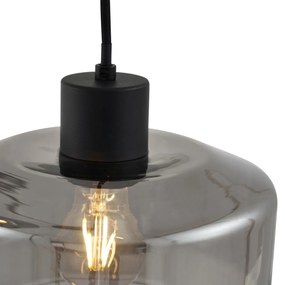 Modern fekete függőlámpa füstüveggel, 3 égős - Sheena