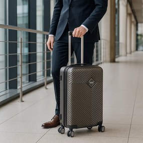 TraveLux Pro kabinbőrönd keményfedeles levehető kerékkel 50x40x20 cm szürke