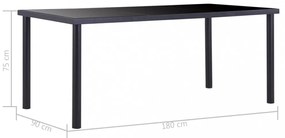 fekete edzett üveg étkezőasztal 180 x 90 x 75 cm