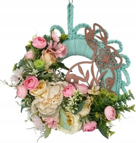 Húsvéti koszorú tavaszi ajtóra nyuszi virágok