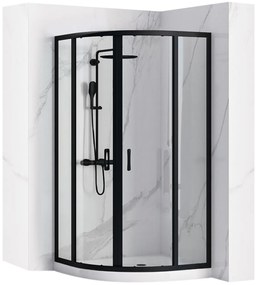 Rea Look, szögletes zuhanykabin 90x90x190 cm, 5mm átlátszó üveg, fekete profil, REA-K7903