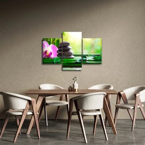 Kép a masszázs kövek és orchideák a vízen (90x60 cm)