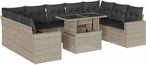 vidaXL 10 részes világosszürke polyrattan kerti ülőgarnitúra párnákkal