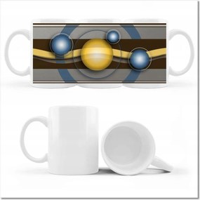 Nyomott mintás bögre Divatos kék és sárga gömbök Absztrakt