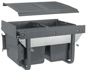 Hulladékgyűjtő GTV Practi Eco 450, szelektív, frontkihúzású, lágy záródás, 2x15 L edénnyel, fedéllel