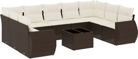 vidaXL 10 részes barna polyrattan kerti ülőgarnitúra párnákkal
