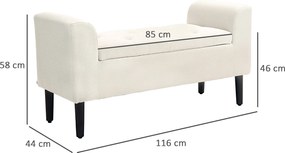 HOMCOM Kárpitozott Tárolópad Karfákkal, Tárolópad Hálószobába, Előszobába, Nappaliba, Terhelhetőség 130 Kg 116 x 44 x 58 cm Bézs | Aosom