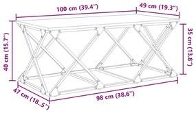 Dohányzóasztal kézműves tölgy 100 x 49 x 40 cm Faanyag