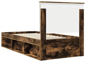 vidaXL Ágykeret fejtámlával Füstölt tölgy 75 x 190 cm Tömör fenyőfa