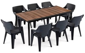 Ravello Large 8+1 kerti bútor garnitúra szett dió-fekete