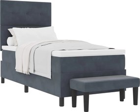 vidaXL Boxrugós ágy matracmal Sötétszürke 80 x 200 cm Bársony