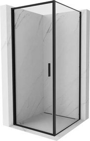 Mexen Exo-B 90 x 90 cm-es nyitható zuhanykabin, átlátszó, fekete - 817-090-090-70-00