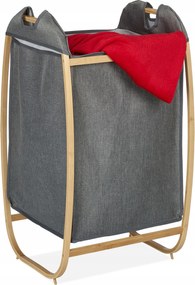 Szabadonálló szennyestartó kosár Relaxdays 70l sötét hamu, natúr